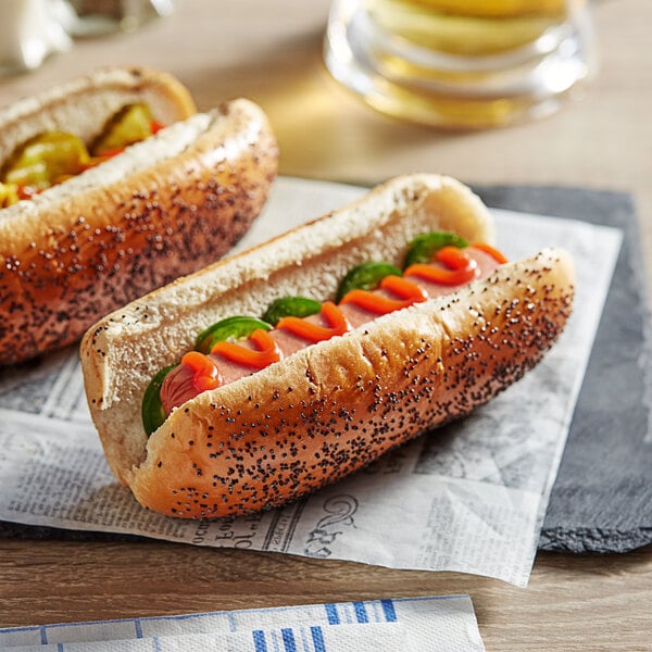 Turano Poppy Seed Hot Dog Bun 1.9 oz. - 144/Case