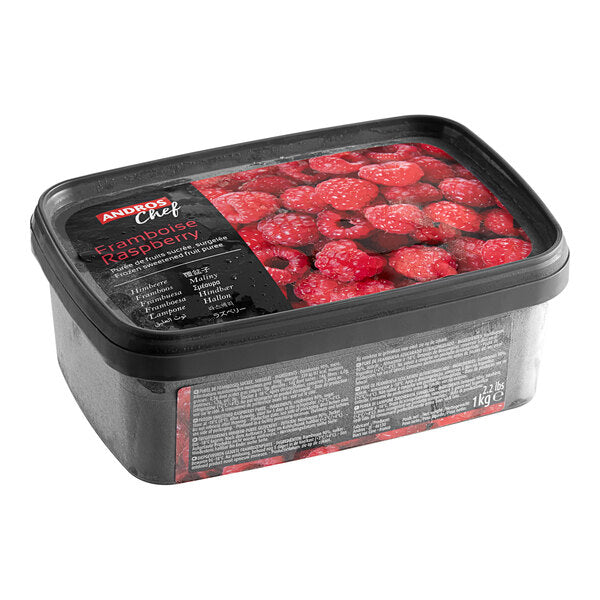 Andros Chef Sweetened Raspberry Puree 2.2 lb. - 6/Case