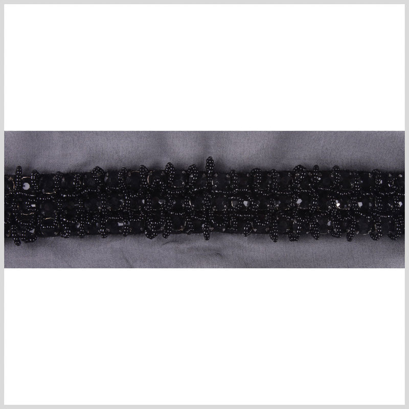 1.125" Black Fancy Beaded Trim