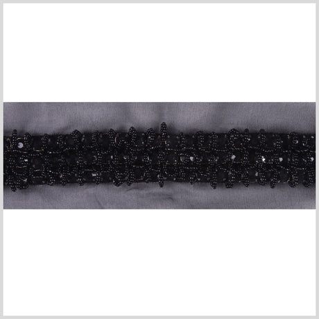 1.125" Black Fancy Beaded Trim