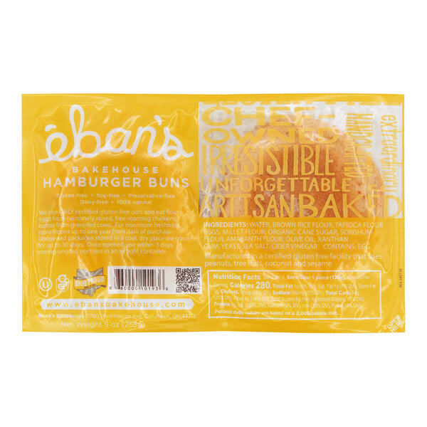 Eban's Bakehouse 4.5 oz. Gluten-Free Hamburger Bun 2-Pack - 10/Case