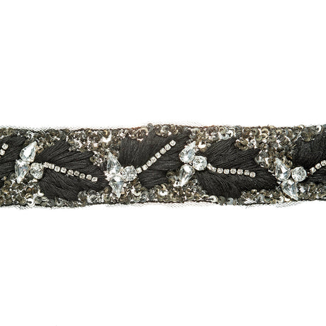 Black/White Fancy Beaded Trim