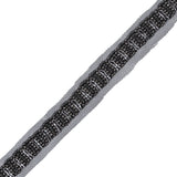 Black and Silver Fancy Beaded Trim - 0.75"