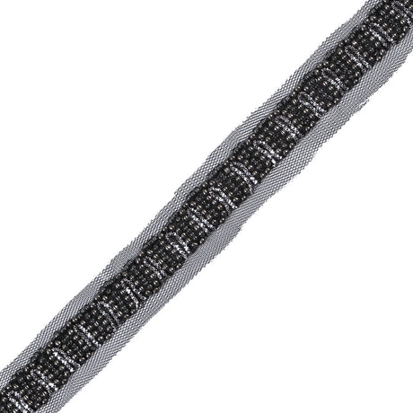 Black and Silver Fancy Beaded Trim - 0.75"