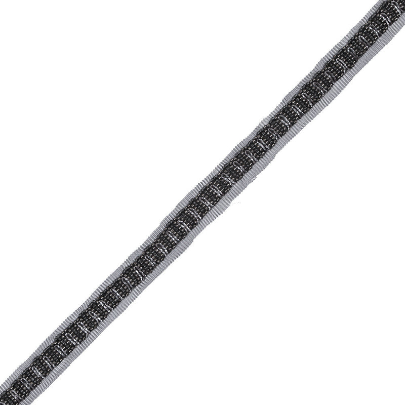 Black and Silver Fancy Beaded Trim - 0.75"