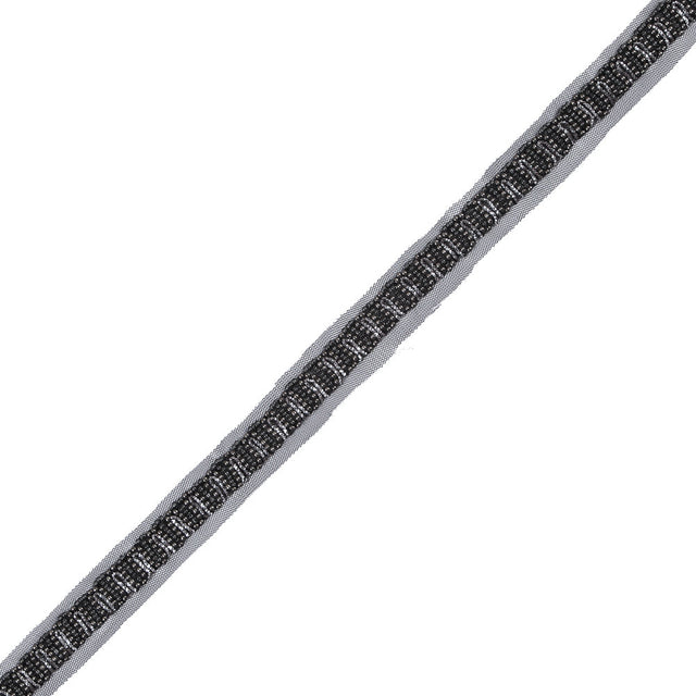 Black and Silver Fancy Beaded Trim - 0.75"