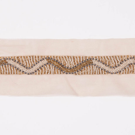 1" Beige/Gold Fancy Beaded Trim