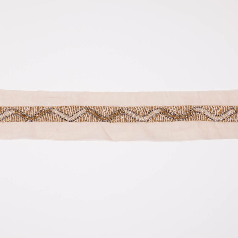 1" Beige/Gold Fancy Beaded Trim