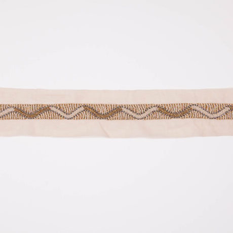 1" Beige/Gold Fancy Beaded Trim