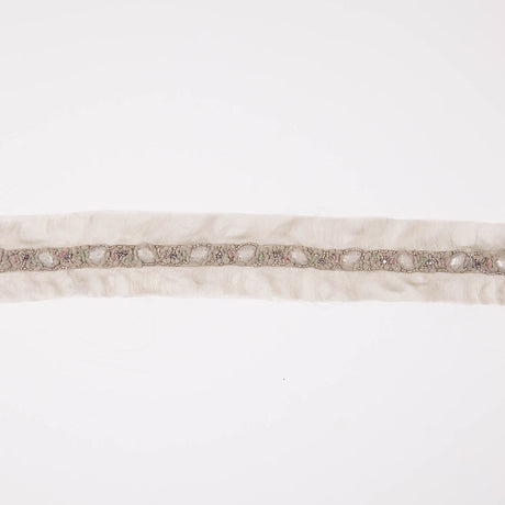 Beige/Blue Fancy Beaded Trim