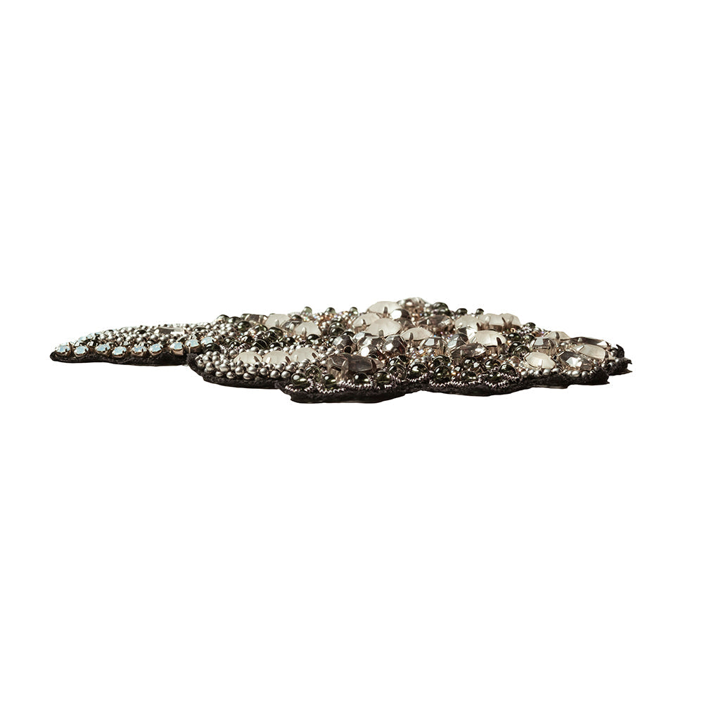 5.5" Silver/White Beaded Applique
