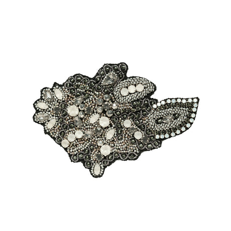 5.5" Silver/White Beaded Applique