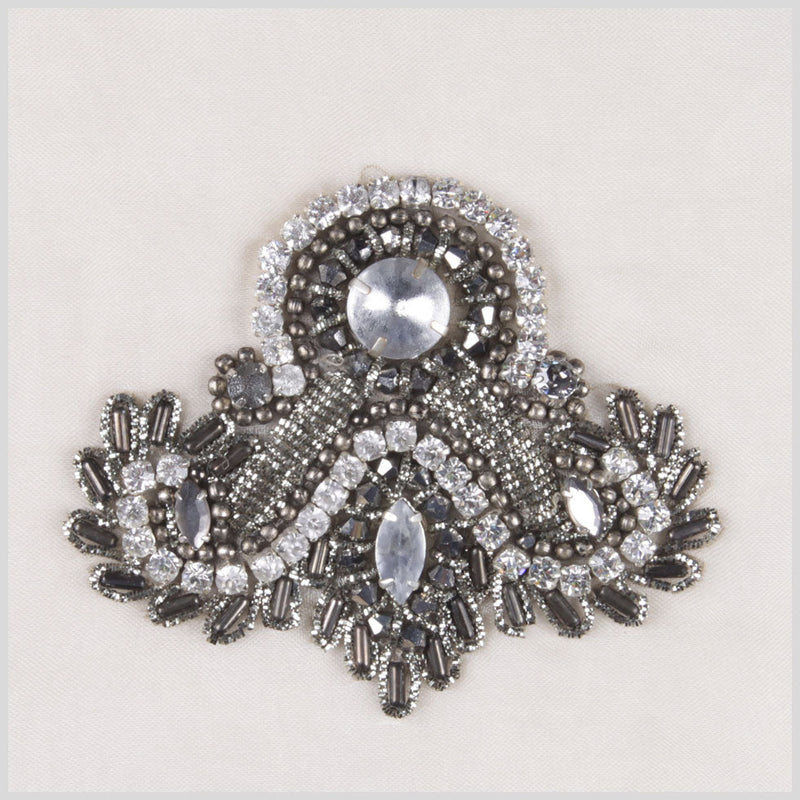 Grey/Silver Beaded Applique 3.5"