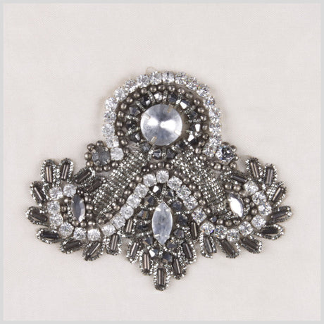 Grey/Silver Beaded Applique 3.5"