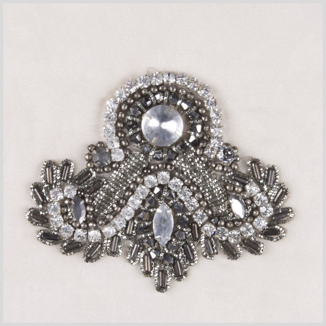 Grey/Silver Beaded Applique 3.5"