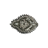 Silver and Gray Abstract Beaded Rhinestone Applique - 4.375" x 3"