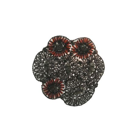 Pink and Gray Abstract Beaded Rhinestone Applique - 3" x 3"