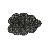 Crystal and Gray Abstract Beaded Rhinestone Applique - 3.5" x 2.375"