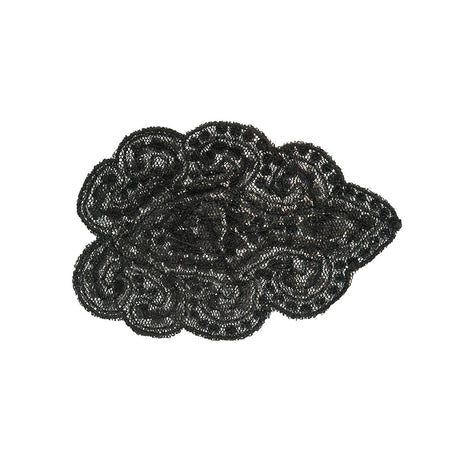 Crystal and Gray Abstract Beaded Rhinestone Applique - 3.5" x 2.375"