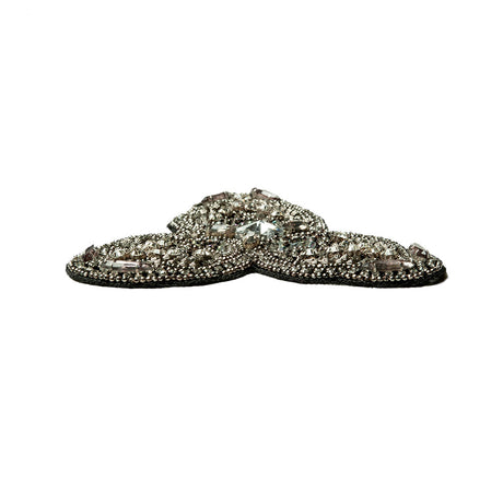 Gunmetal and Crystal Abstract Beaded Rhinestone Applique - 4.375" x 3.75"