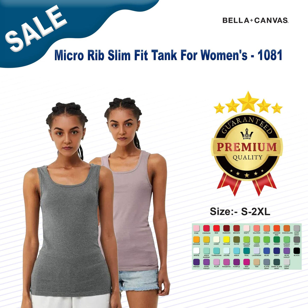 BELLA + CANVAS® Micro Rib Slim Fit Sleeveless Tank For Women's