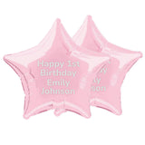 Personalized 18" Light Pink Star-Shaped Mylar Balloon