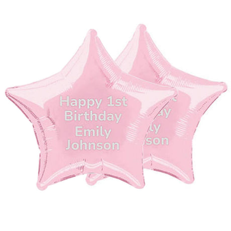 Personalized 18" Light Pink Star-Shaped Mylar Balloon