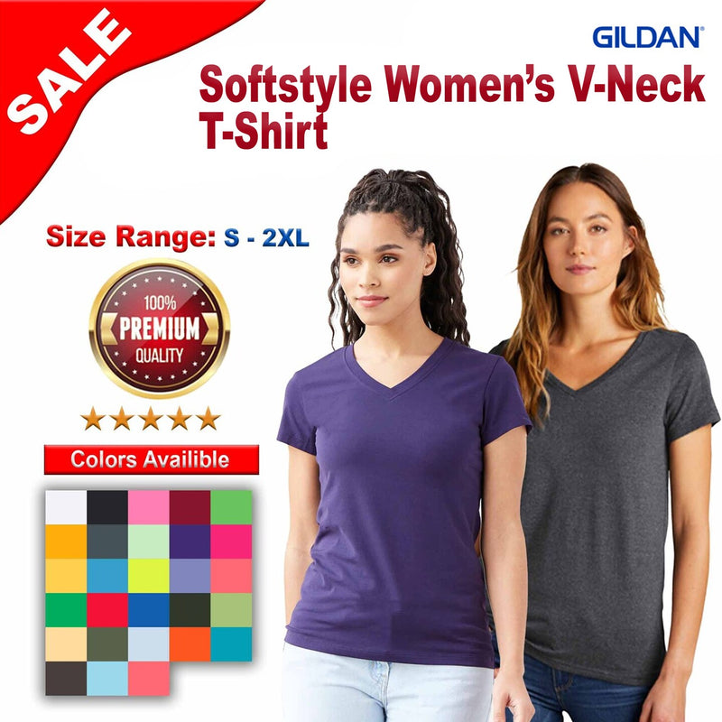 GildanÂ® Softstyle Womenâ€™s V-Neck T-Shirt