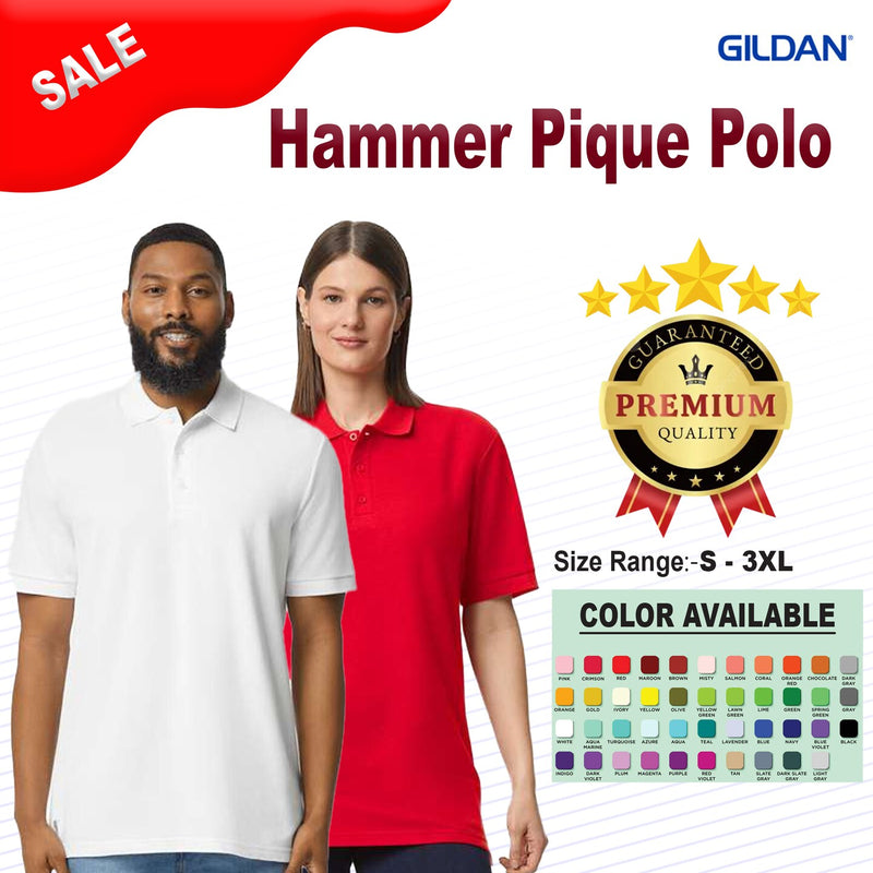 GildanÂ® Hammer Pique Polo Short Sleeve T-Shirt