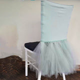 1 Piece Silver Ballerina Spandex Chiavari Chair Cover Sleek Stretch Fit with Flowing Skirt