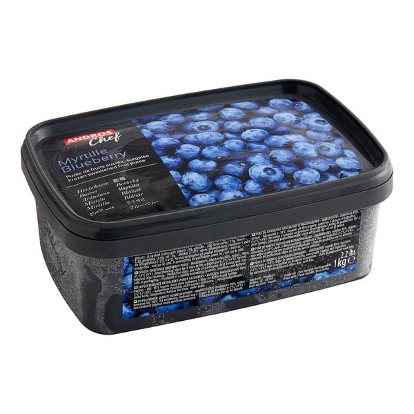 Andros Chef Sweetened Wild Blueberry Puree 2.2 lb. - 6/Case