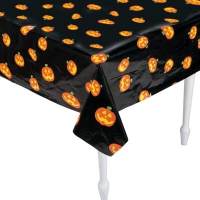Jack-O-Lantern Plastic Tablecloth Roll 40" x 100 ft.