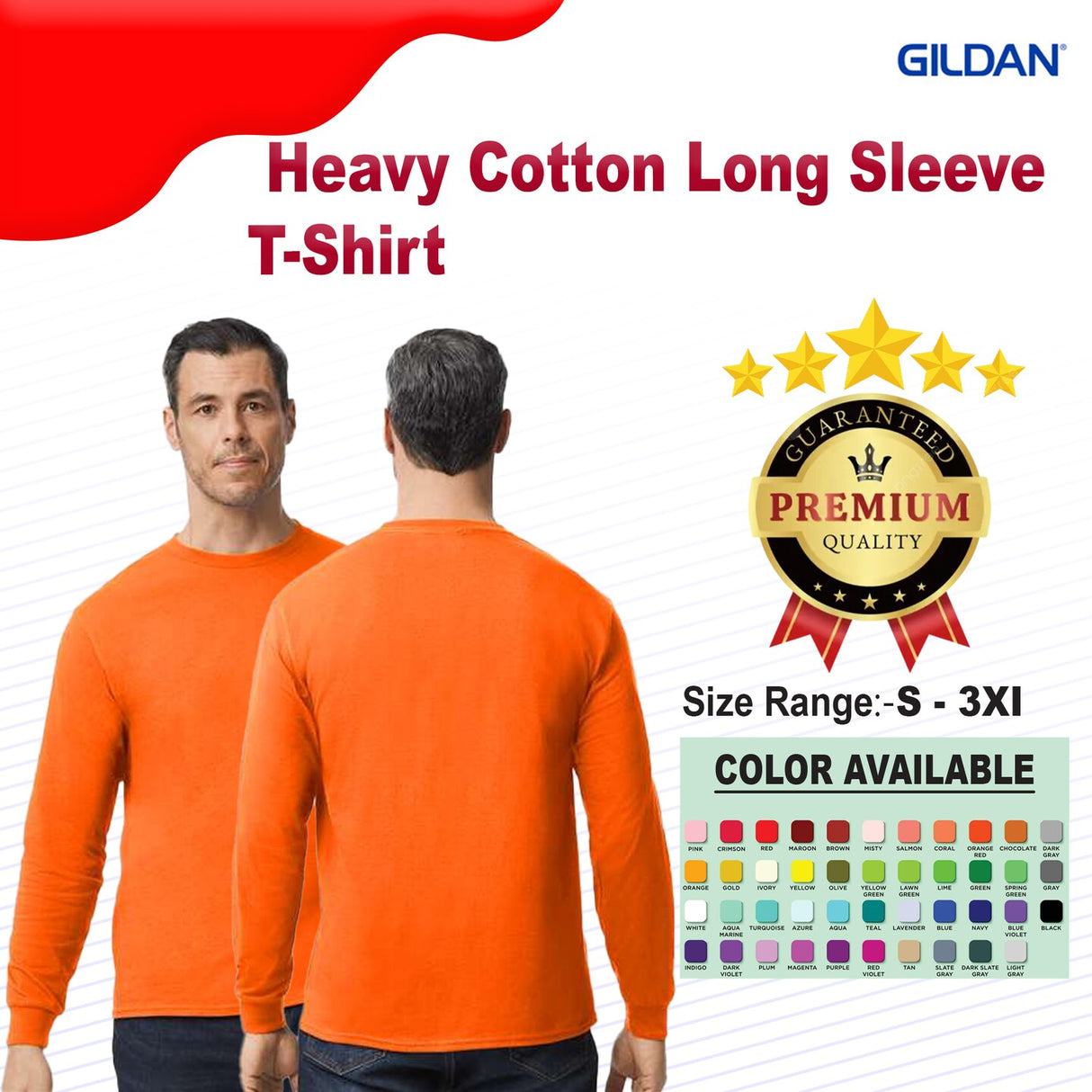 Gildan® Heavy Cotton Crewneck Long Sleeve T-Shirt