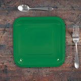 24 Count Green Square Paper Dessert Plates Party Supplies Event Essentials 7"