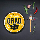 25 Paper Dinner Plates for Graduation Party Congrats Grad 9 Inch Round Yellow Supplies
