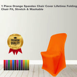 1 Piece Orange Spandex Chair Cover Lifetime Folding Chair Fit, Stretch & Washable