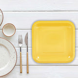 24 Count Yellow Square Paper Dessert Plates for Birthday Parties Weddings 7 Inch