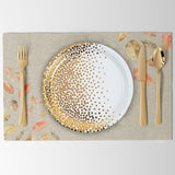 8 Count Gold Foil Dots White Dinner Paper Plates Disposable for Wedding Party Elegant 10 Inch