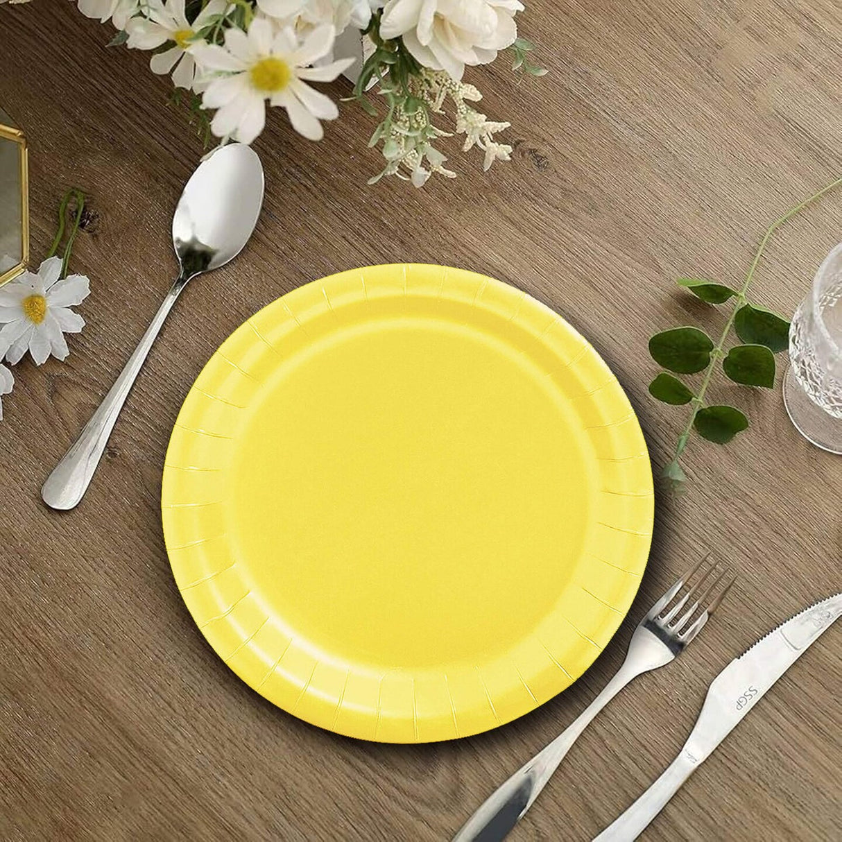 24 Count Yellow Color 7 Inch Dessert Plates Round Paper Plates for Sunshine Themes