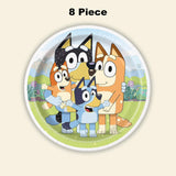 8 Count Bluey Paper Dinner Plates Kids Birthday Party Supplies Heeler Family Theme 9"