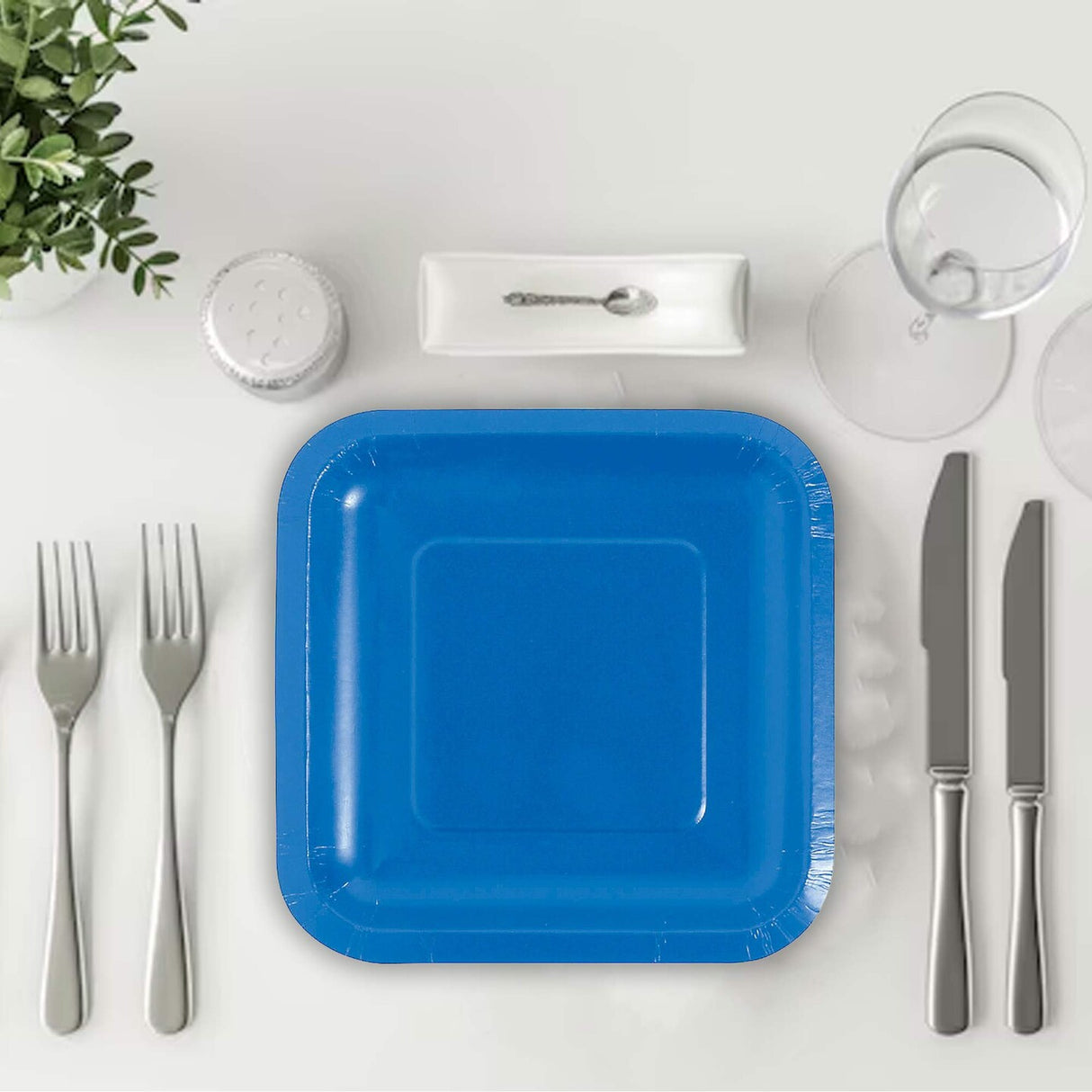 24 Count Royal Blue Square Paper Dessert Plates for Wedding Birthday Baby Shower Party Supplies Disposable Supplies 7 Inch