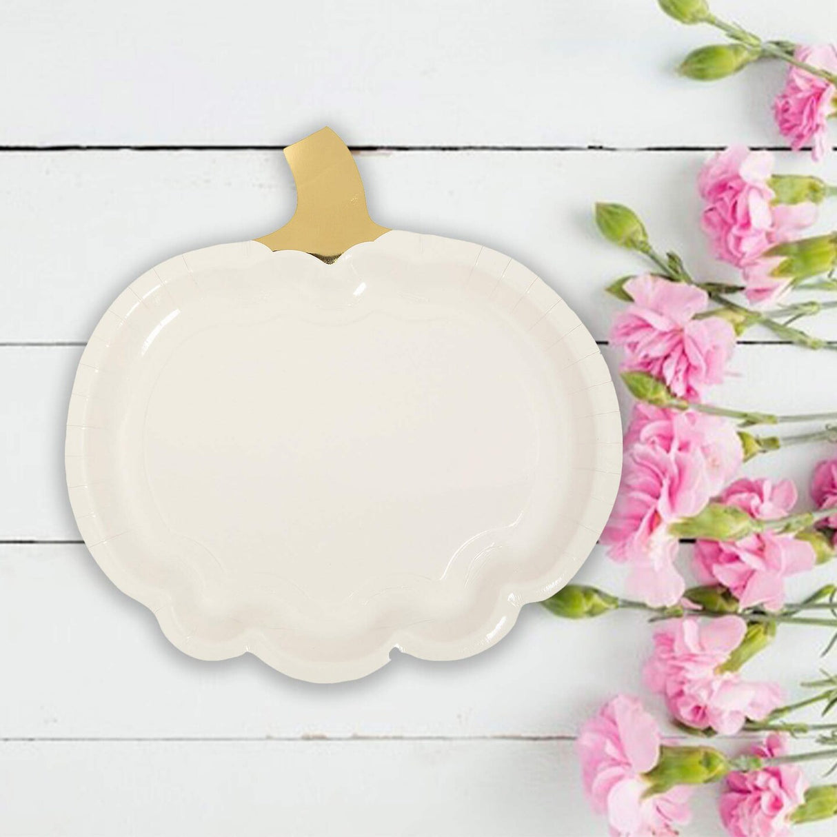 8 Ct Lil Pumpkin White Gold Paper Plates Fall Harvest Birthday Party Supplies 10"