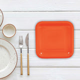24 Count Orange Square Paper Dessert Plates for Halloween Fall Birthday Party Use 7"