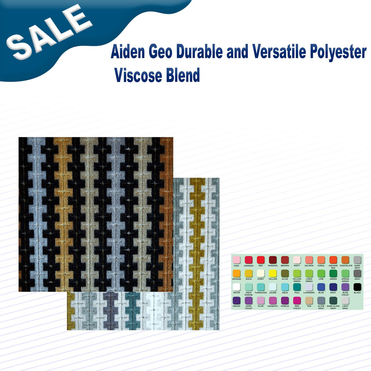 1 Yard Aiden Geo Durable and Versatile Polyester & Viscose Blend