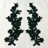 1 Pair Beaded & Corded Floral Lace Applique 10" x 2" Each Side