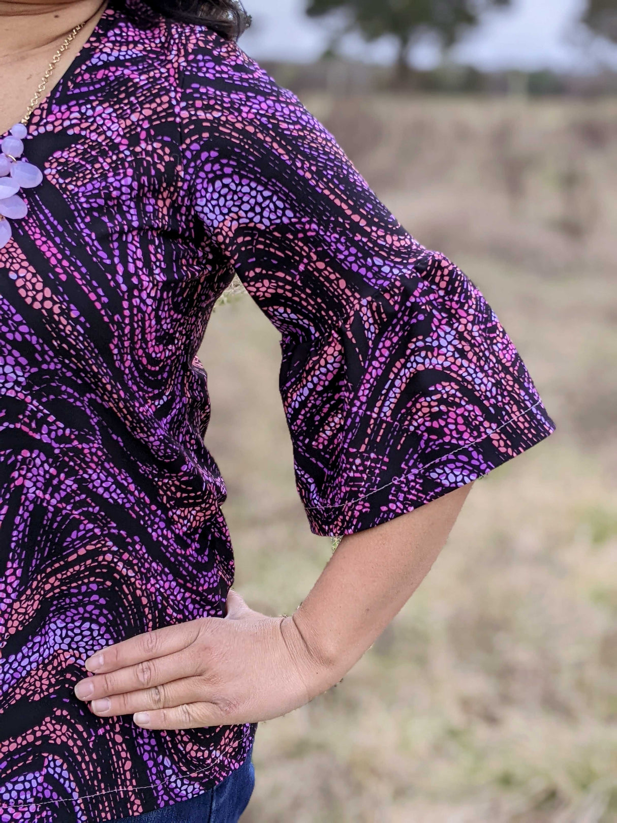 Swim Knit Nylon Spandex Jaguar Pebble Waves Purple/Pink