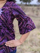 Swim Knit Nylon Spandex Jaguar Pebble Waves Purple/Pink