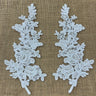 1 Pair 12" x 3.5" Beaded & Corded Floral Lace Applique 100% Polyester Net Mesh