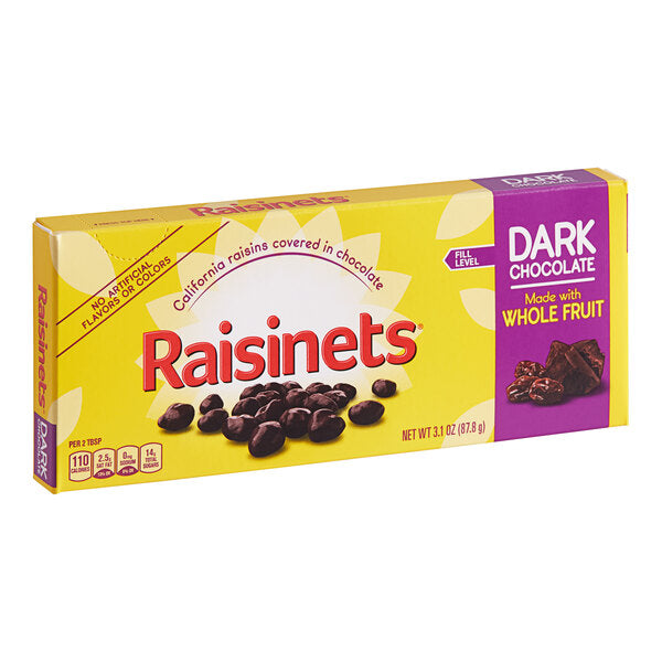 Raisinets Dark Chocolate-Covered Raisins Candy Box 3.1 oz. - 15/Case