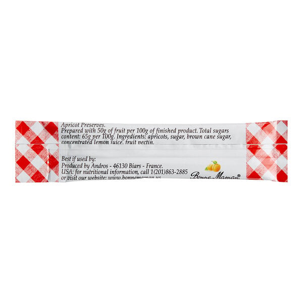 Bonne Maman Apricot Preserves 0.5 oz. Sticks - 100/Case